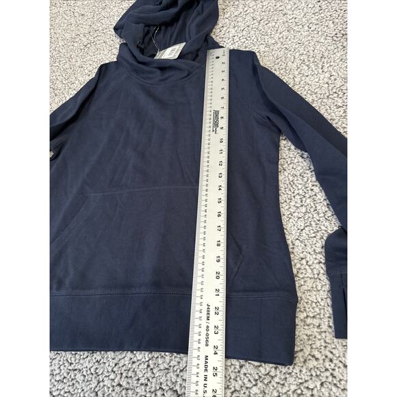 Trimark Sz M Edward Jones Fleece Pullover Hoodie Kangaroo Pocket Thumb Hole Blue - Picture 7 of 14